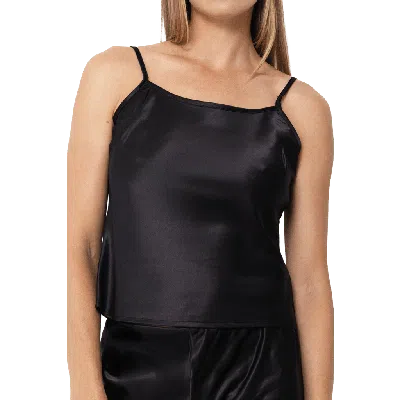 Self-adore Olivette Satin Feel Top In Black