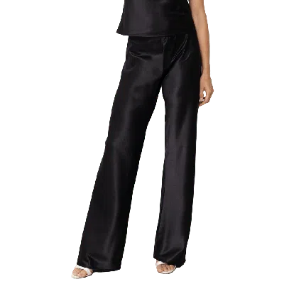 Self-adore Olivette Satin Feel Wide Leg Pants In Black