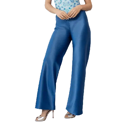 Self-adore Olivette Satin Feel Wide Leg Pants In Blue