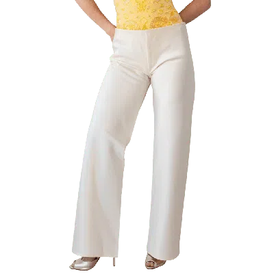 Self-adore Olivette Satin Feel Wide Leg Pants In White