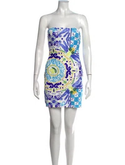 Pre-owned Self-adore Patterned Mini Dress In White