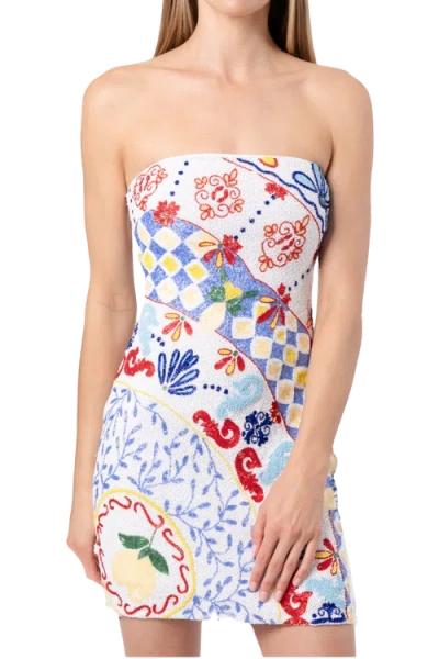 Self-adore Senorita Hand Beaded Embellished Mini Dress In White