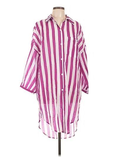 Pre-owned Selfie Couture 3/4 Sleeve Button Down Shirt In Pink