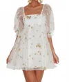 Selfie Leslie Floral Jacquard Organza Mini Dress In White In Multi
