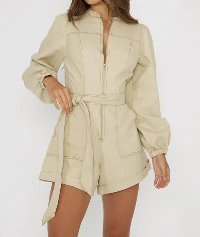 Selfie Leslie Preston Zip Front Romper In Butter In Neutral