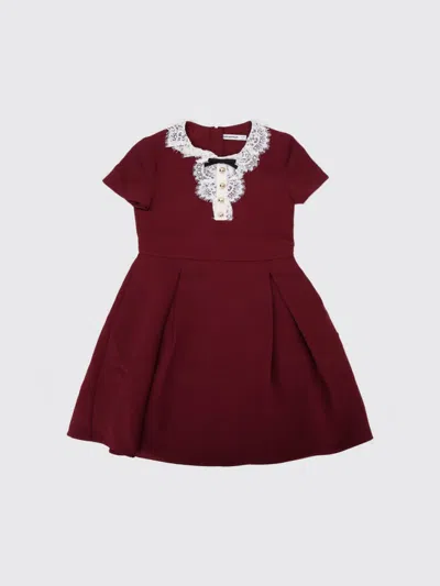 Self-portrait Dress Kids Color Red In Burgundy
