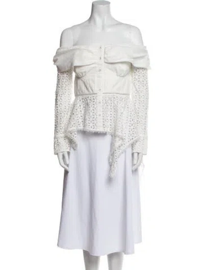 Pre-owned Self-portrait 2018 Off-the-shoulder Blouse In White