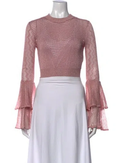 Pre-owned Self-portrait 2021 Crew Neck Sweater In Metallic/pink