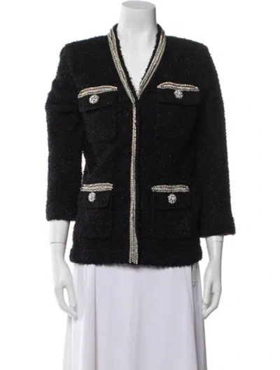 Pre-owned Self-portrait 2022 Striped Jacket In Black