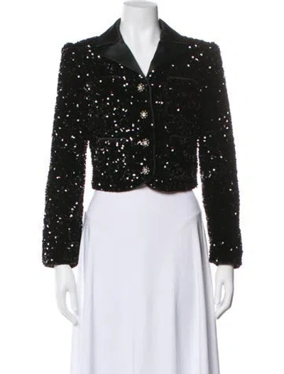 Pre-owned Self-portrait 2023 Printed Evening Jacket In Black