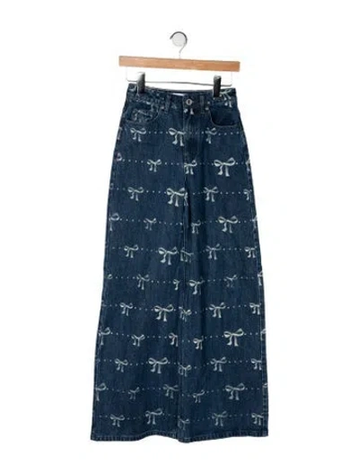 Pre-owned Self-portrait 2024 Wide Leg Jeans In Blue