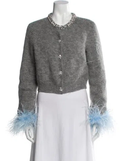 Pre-owned Self-portrait 2025 Alpaca Sweater In Gray