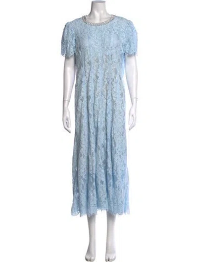Pre-owned Self-portrait 2025 Long Dress In Blue