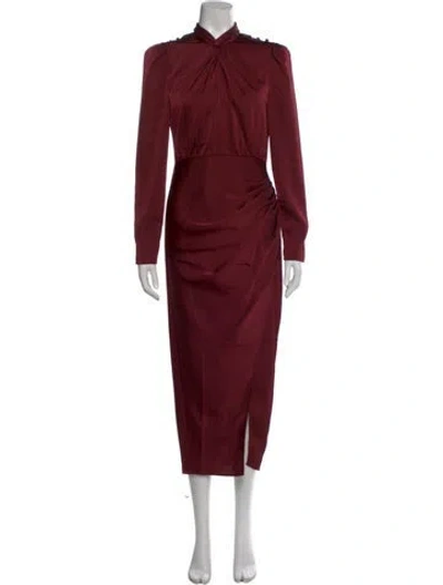 Pre-owned Self-portrait 2025 Long Dress In Burgundy