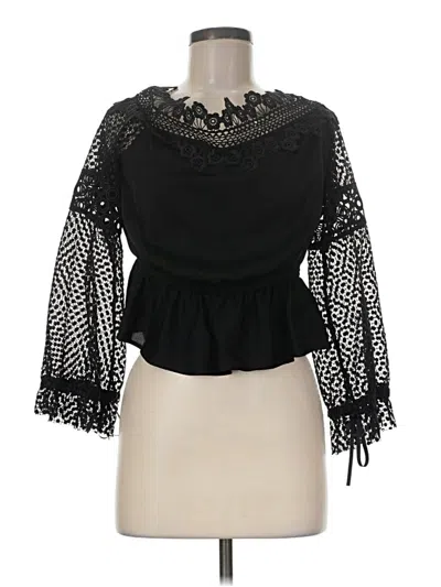 Pre-owned Self-portrait 3/4 Sleeve Blouse In Black