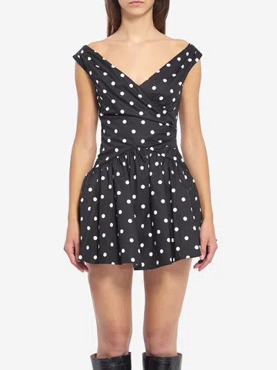Self-portrait Polka Mini Dress In Black