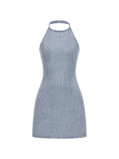 Self-portrait Abito Corto Azzurro Con Scollo Alter Ed Effetto Cocco Self Portrait