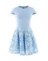 Self-portrait Womens Self Portrait Cap-sleeve Crepe And Lace Mini Dress In Blue