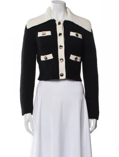 Pre-owned Self-portrait Alpaca Colorblock Pattern Sweater In Black