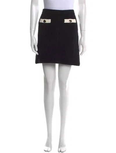 Pre-owned Self-portrait Alpaca Mini Skirt In Black