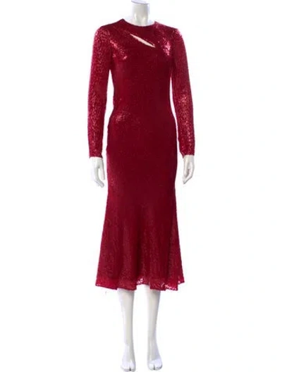 Pre-owned Self-portrait Animal Print Long Dress W/ Tags In Red