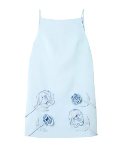 Self-portrait Appliquéd Satin-trimmed Crepe Mini Dress In Blue