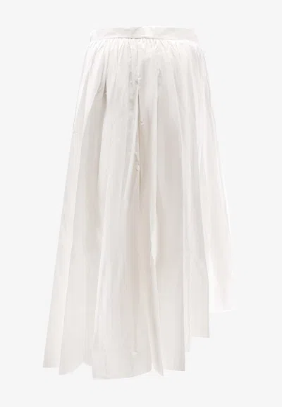 Self-portrait Asymmetric Gathered Midi Skirt In White