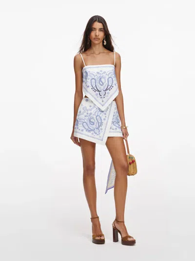 Self-portrait Asymmetric Hem Mini Shorts - Size M In White