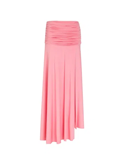 Self-portrait Asymmetric Ruched Skirt In Pink