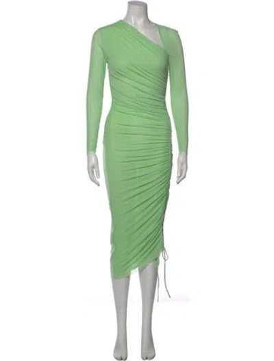 Pre-owned Self-portrait Asymmetrical Midi Length Dress In Green