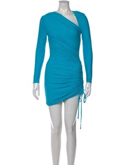 Pre-owned Self-portrait Asymmetrical Mini Dress In Blue