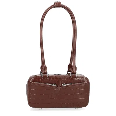 Self-portrait Bag With Crocodile Effect In Brown