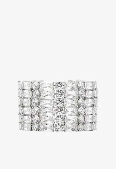 Self-portrait Baguette-cut Crystal Bracelet In Metallic