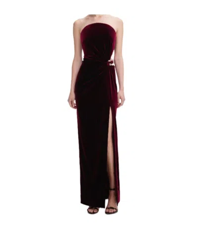 Self-portrait Bandeau Maxi Dress In Burgundy
