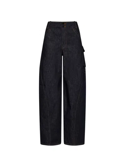 Self-portrait Barrel Jeans Blu Con Tasche Laterali Self Portrait