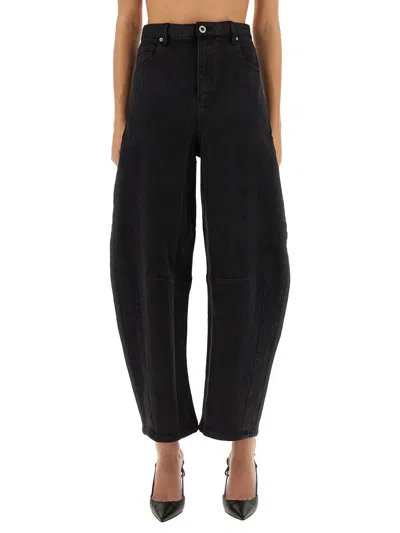 Self-portrait Barrel Leg Jeans In Black