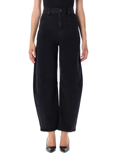 Self-portrait Barrel Leg Jeans In Black