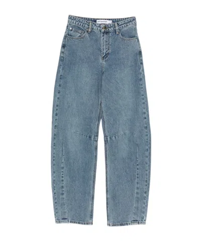 Self-portrait Barrel Leg Jeans In Blue