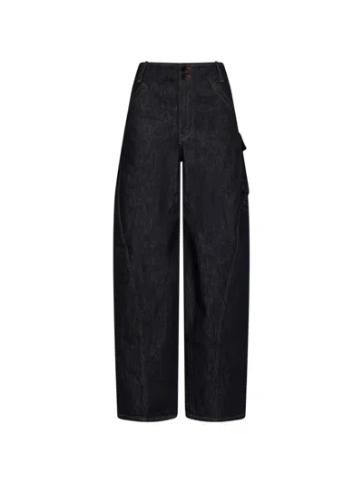 Self-portrait Indigo Denim Cargo Jeans In Black