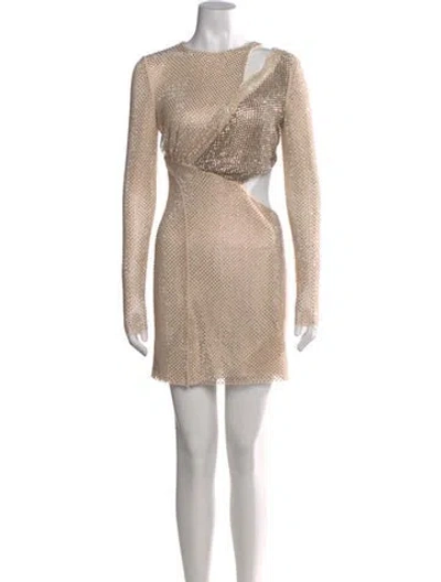 Pre-owned Self-portrait Bateau Neckline Mini Dress In Neutral