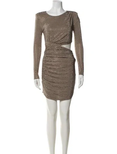 Pre-owned Self-portrait Bateau Neckline Mini Dress In Neutrals