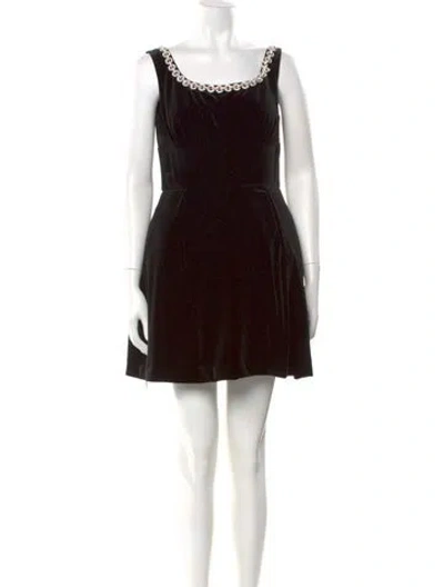 Pre-owned Self-portrait Bateau Neckline Mini Dress W/ Tags In Black