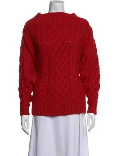 Pre-owned Self-portrait Bateau Neckline Sweater In Red