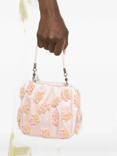Self-portrait Beaded Tote Bag In Pink