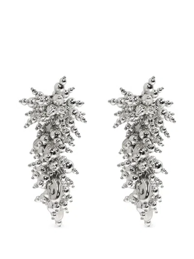 Self-portrait Beaded-cluster Drop Earrings In Silver