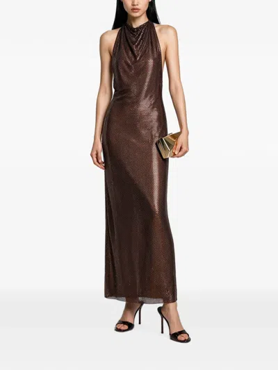 Self-portrait Bead-embellished Maxi Dress In Brown