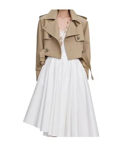 Self-portrait Beige Cropped Trench Jacket In Neutral