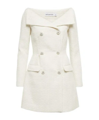Self-portrait Beige Mini Skirt In White