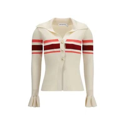 Self-portrait Beige Viscose Blouse In White