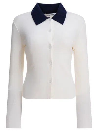 Self-portrait Beige Wool Knitwear In White